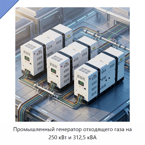 Промышленный генератор отходящего газа на 250 кВт и 312,5 кВА