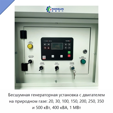 Бесшумная генераторная установка с двигателем на природном газе: 20, 30, 100, 150, 200, 250, 350 и 500 кВт, 400 кВА, 1 МВт