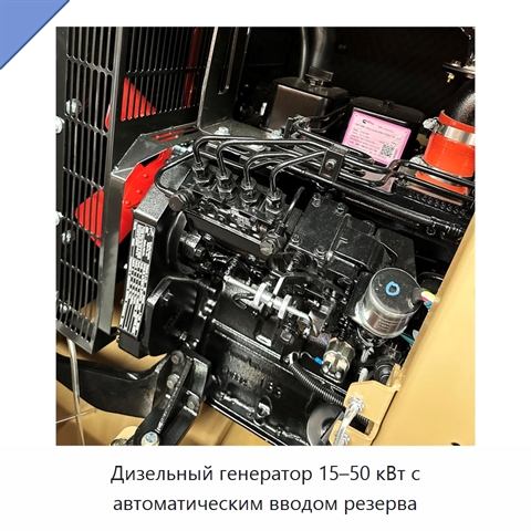 Дизельный генератор 15–50 кВт с автоматическим вводом резерва