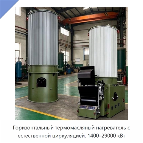 Горизонтальный термомасляный нагреватель с естественной циркуляцией, 1400–29000 кВт
