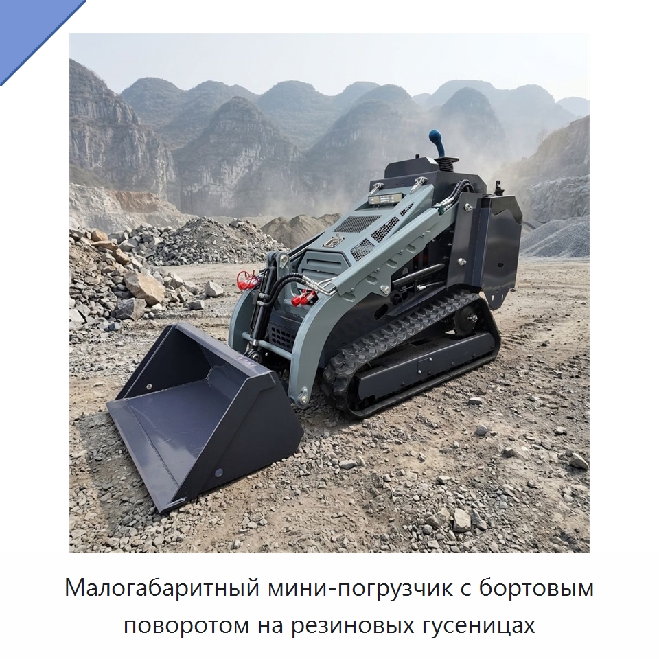 Малогабаритный мини-погрузчик с бортовым поворотом на резиновых гусеницах — Землеройная техника