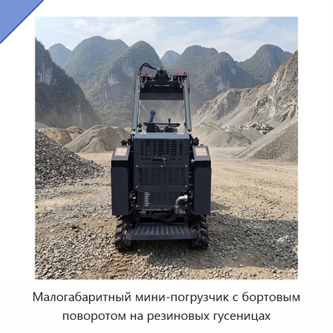 Малогабаритный мини-погрузчик с бортовым поворотом на резиновых гусеницах