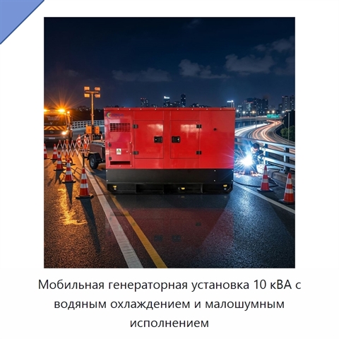 Мобильная генераторная установка 10 кВА с водяным охлаждением и малошумным исполнением
