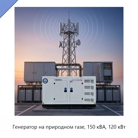 Генератор на природном газе, 150 кВА, 120 кВт