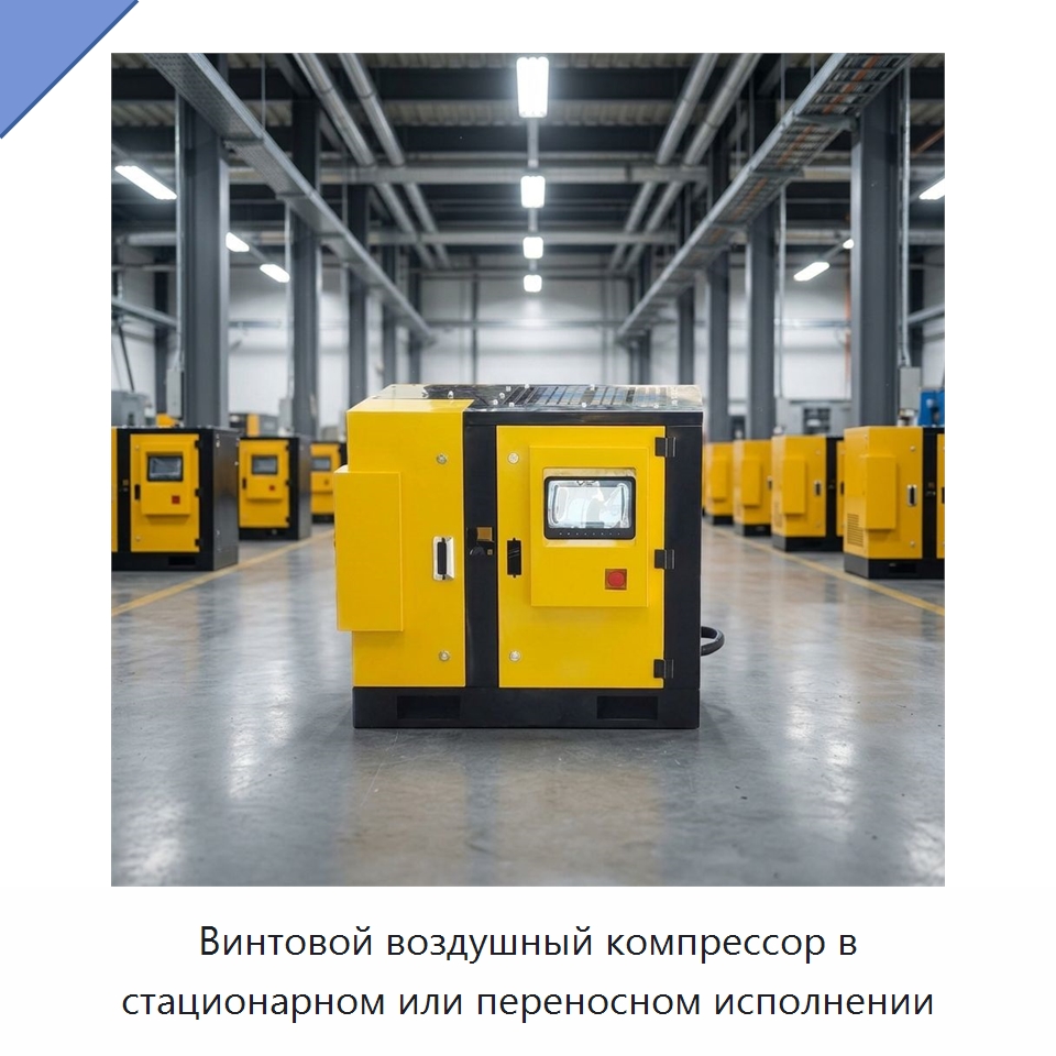 Винтовой воздушный компрессор в стационарном или переносном исполнении — Промышленные компрессоры