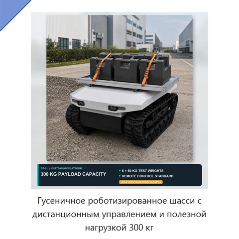 Гусеничное роботизированное шасси с дистанционным управлением и полезной нагрузкой 300 кг
