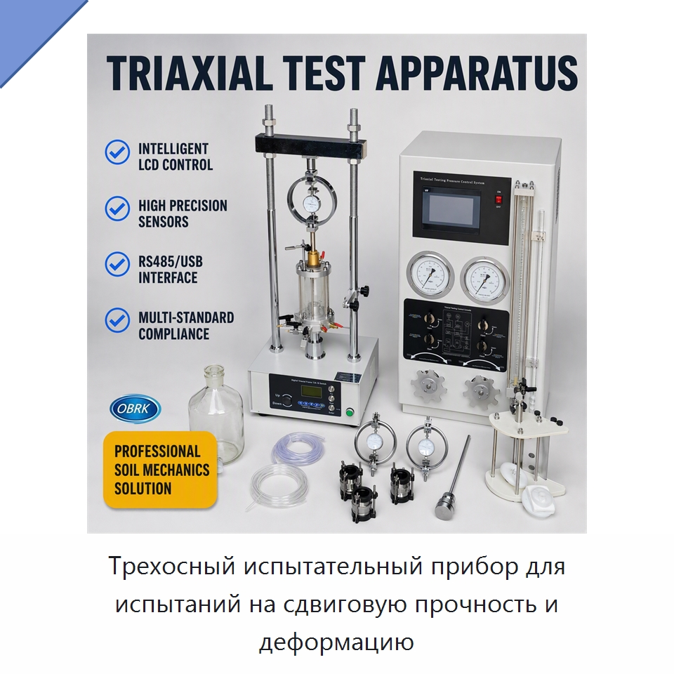 Трехосный испытательный прибор для испытаний на сдвиговую прочность и деформацию — Испытательное оборудование