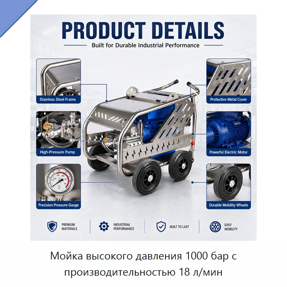 Мойка высокого давления 1000 бар с производительностью 18 л/мин — Аппараты высокого давления