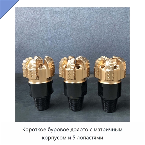 Короткое буровое долото с матричным корпусом и 5 лопастями