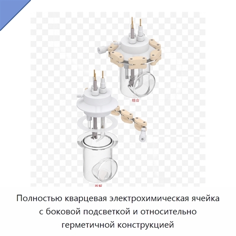 Полностью кварцевая электрохимическая ячейка с боковой подсветкой и относительно герметичной конструкцией