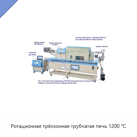 Ротационная трёхзонная трубчатая печь 1200 °C
