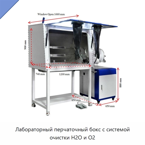 Лабораторный перчаточный бокс с системой очистки H2O и O2