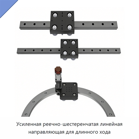 Усиленная реечно-шестеренчатая линейная направляющая для длинного хода