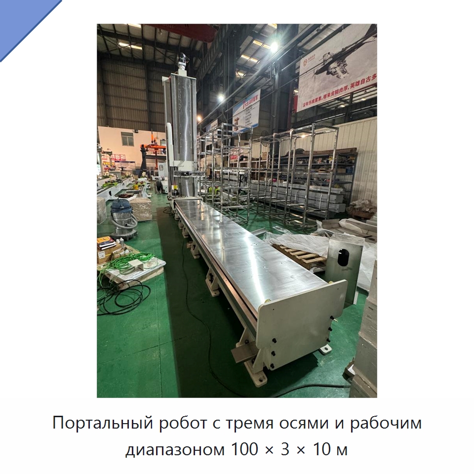 Портальный робот с тремя осями и рабочим диапазоном 100 × 3 × 10 м — Линейные роботы