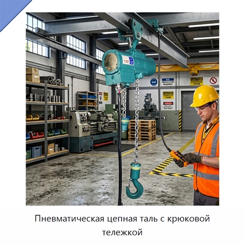 Пневматическая цепная таль с крюковой тележкой