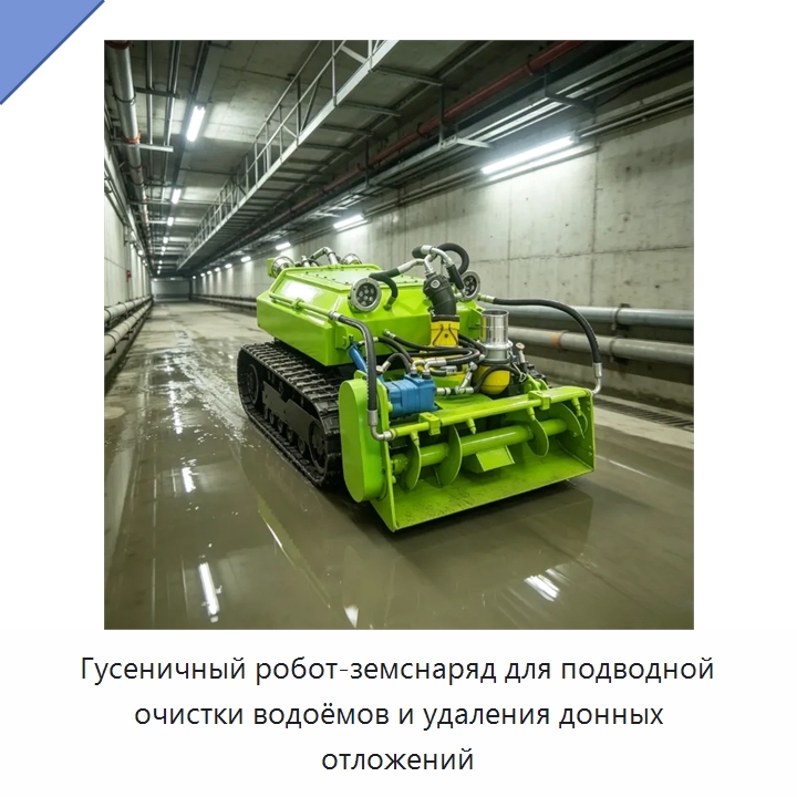 Гусеничный робот-земснаряд для подводной очистки водоёмов и удаления донных отложений — Коммунальная техника