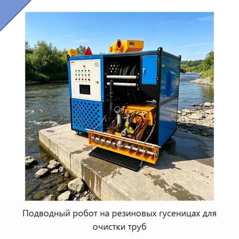 Подводный робот на резиновых гусеницах для очистки труб