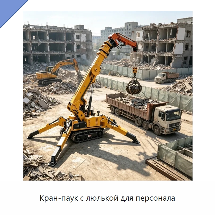 Кран-паук с люлькой для персонала — Краны