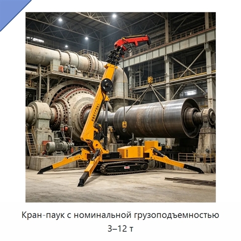 Кран-паук с номинальной грузоподъемностью 3–12 т