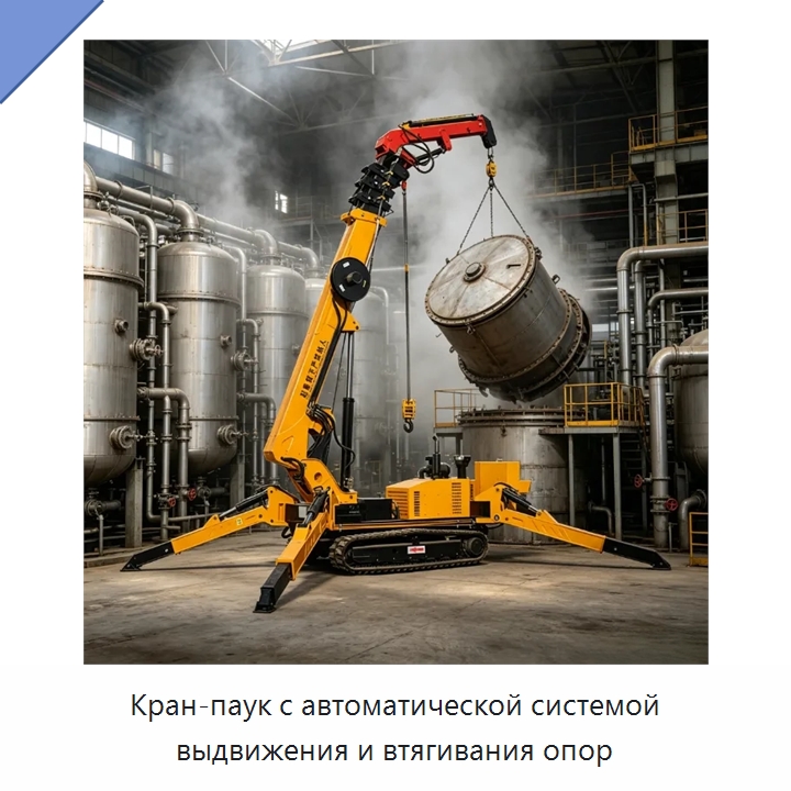 Кран-паук с автоматической системой выдвижения и втягивания опор — Краны