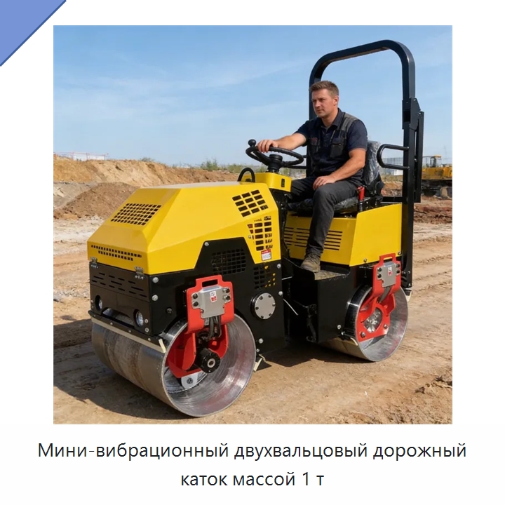 Мини-вибрационный двухвальцовый дорожный каток массой 1 т — Дорожная техника