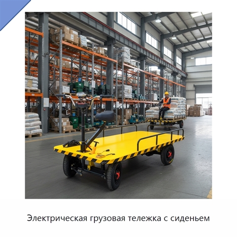 Электрическая грузовая тележка с сиденьем