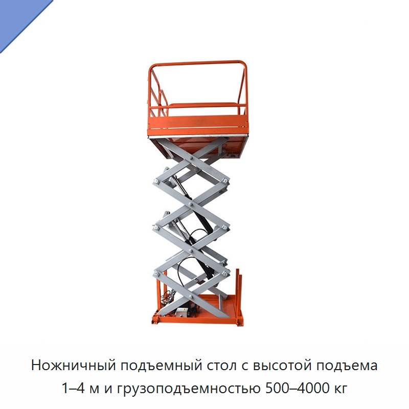 Ножничный подъемный стол с высотой подъема 1–4 м и грузоподъемностью 500–4000 кг — Подъемные столы