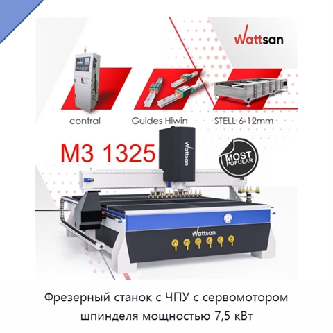 Фрезерный станок с ЧПУ с сервомотором шпинделя мощностью 7,5 кВт