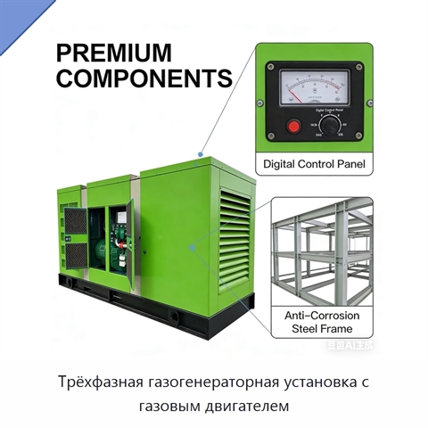 Трёхфазная газогенераторная установка с газовым двигателем