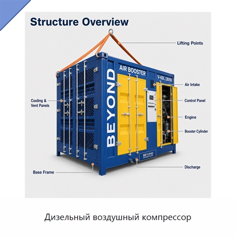 Дизельный воздушный компрессор