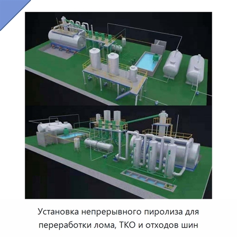 Установка непрерывного пиролиза для переработки лома, ТКО и отходов шин