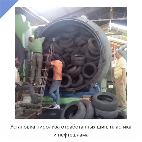 Установка пиролиза отработанных шин, пластика и нефтешлама