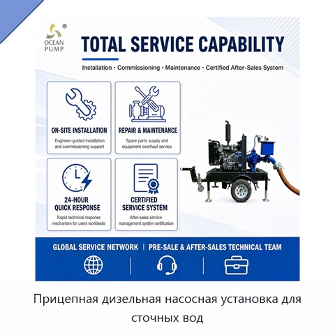 Прицепная дизельная насосная установка для сточных вод