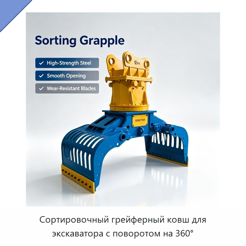 Сортировочный грейферный ковш для экскаватора с поворотом на 360° — Навесное оборудование для строительной техники