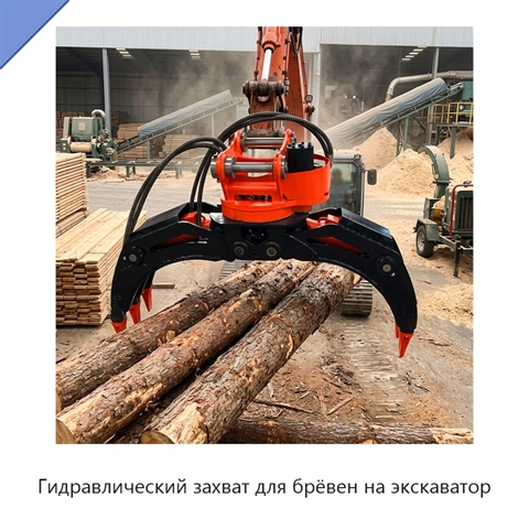Гидравлический захват для брёвен на экскаватор