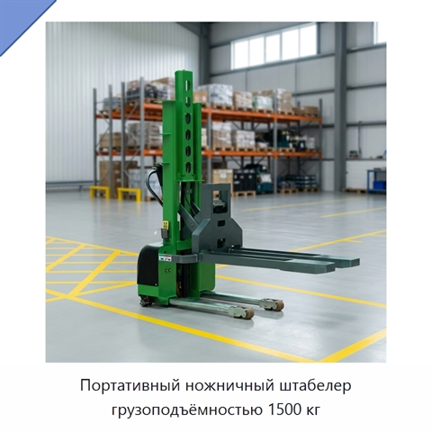 Портативный ножничный штабелер грузоподъёмностью 1500 кг